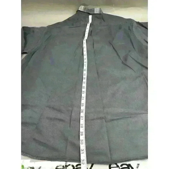 Rikken Shirt Mens Large Button cotton Plaid Front USA Made Navy Chambray - Picture 6 of 6